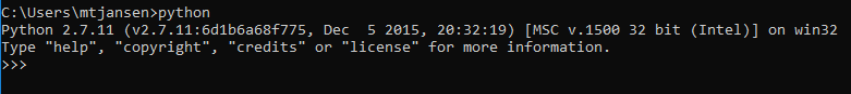 Windows Command Prompt showing Python